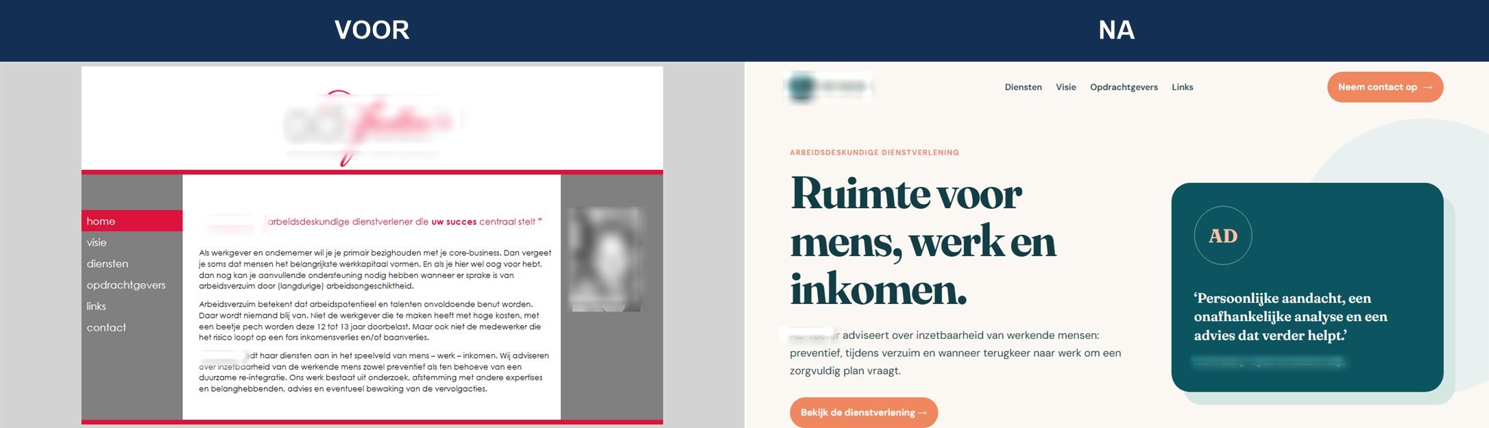 Voor en na voorbeeld website adviesbureau