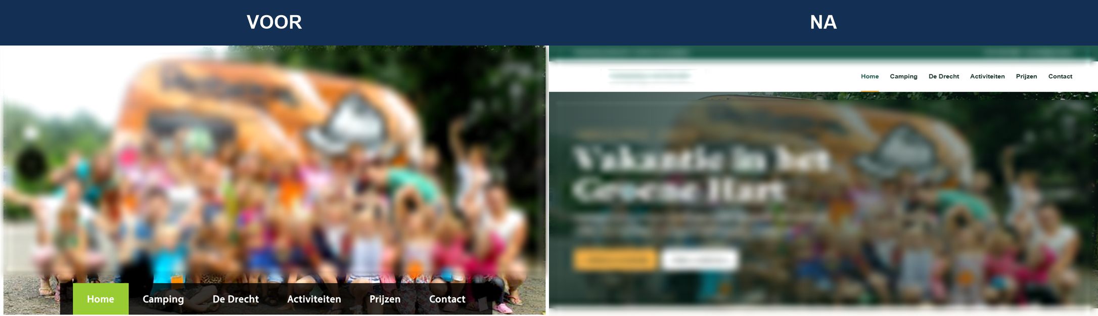 Voor en na voorbeeld website camping